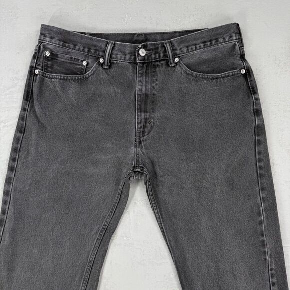 Levi's 505 Faded Black Denim Red Tab Jeans Fit 36 x 30 - Picture 2 of 7